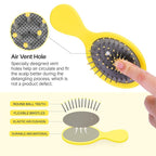 RHOS Mini Hair Brush for Women,Men and Kids-Travel Size Hair Brush for Purse,Pocket,backpack-Small Cushion Paddle Brush with Soft Bristles-Mini Detangler Brush for All Hair Types(1 Pack-Yellow)