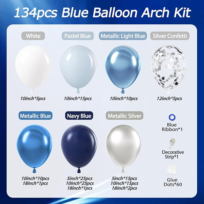 FOTIOMRG 134pcs Blue Balloon Arch Kit - Image 2