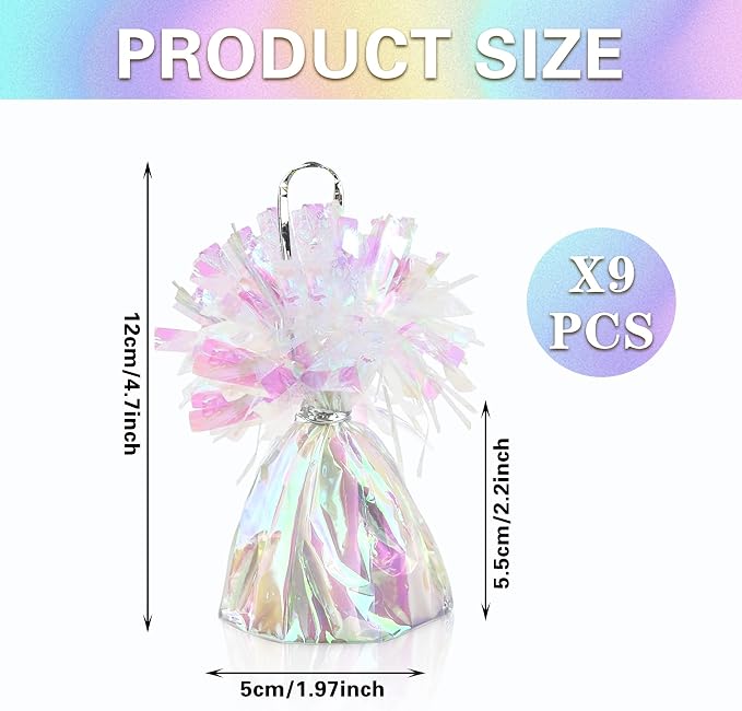 9 PCS Metallic Wrapped Balloons Weights Opalescent Helium Balloon Weight - Image 2