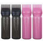 4 Pack Root Comb Applicator Bottle, Hair Oil Comb Applicator for Hair Dye, Shampoos, Salons (Pink+Black)