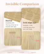 GOO GOO Invisi Edge Tape in Hair Extensions Human Hair, 18AT60A Pearl Ash Blonde Highlights 10pcs injected with 10pcs classical tape ins, 12inch 40g, Virgin Remy Hair, Natural Look