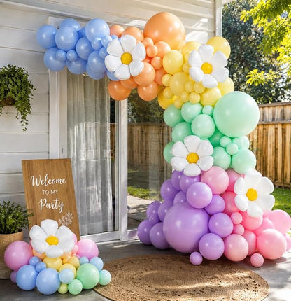 Daisy Balloon Garland Arch Kit 158Pcs, Pastel Rainbow Daisy Balloon Arch Kit - Image 5