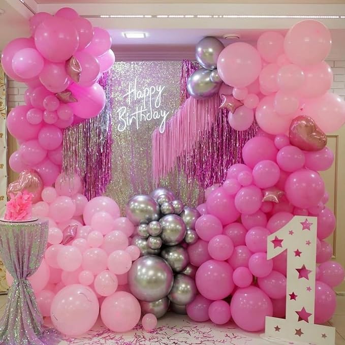 Pink White Balloon Set, Confetti and Macaron Latex Matte Balloons - Image 4