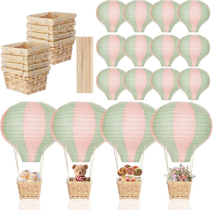 Meooeck 8 Sets Hot Air Balloon Tables Centerpieces, Sage Green Pink | Classroom by Meooeck
