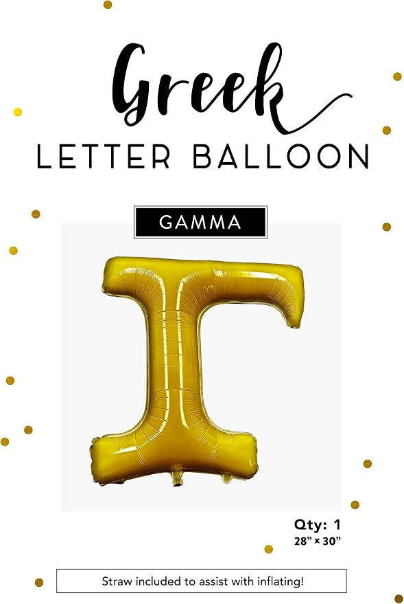 Gamma - Greek Letter Balloon - Large 30" x 28" Gold Foil Balloon - Image 3