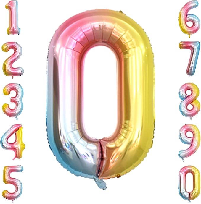 Rainbow Ombre Number 0 Balloon 40 Inch, Pastel Foil by Unknown