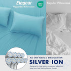 Elegear Cooling Pillow Cases for Hot Sleepers, Clean Fabric Silver Infused Cooling Pillowcase Q-Max>0.5, Soft Pillow Cases for Hair & Skin, Zipper Pillow Cases Set of 2 Blue (Standard, 20'' x 26'')