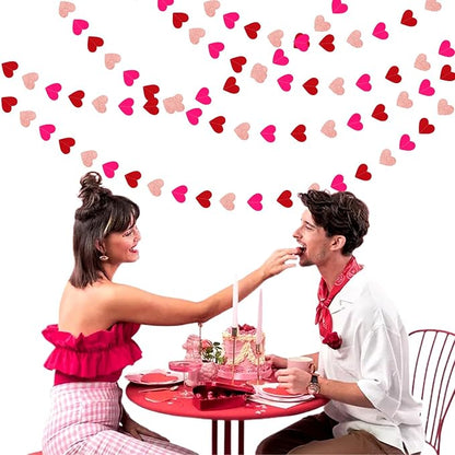 Rose-Gold Red Valentines Party-Decorations Heart-Garland - 52ft Galentines - Image 7