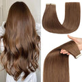 Tape in Hair Extensions Human Hair for Women 20pcs 18 Inches Hair Extensions Real Human Hair Tape Ins Invisible Human Hair Tape in Extensions Skin Weft Medium Brown (6#,18 Inch)