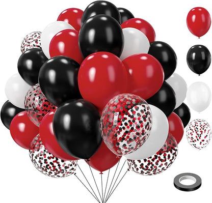 Red Black and White Balloons, 12in and 5in Red White and Black Latex Party by Lukiituke