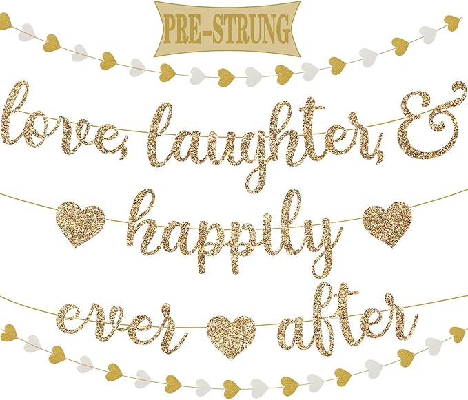 Love Laughter & Happily Ever After Banner Wedding Bridal Shower Decoration | by Vintend