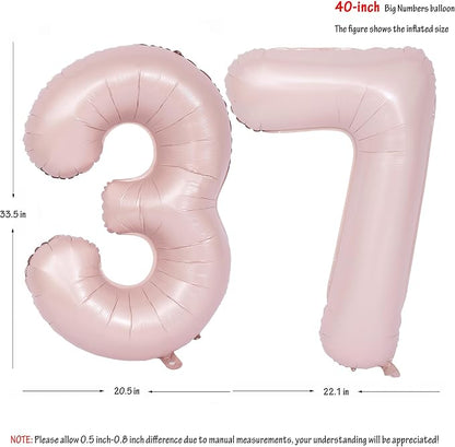 40 In Matte Pink Number Balloons Helium Foil Mylar Balloon Digital 37 | Suitable - Image 2