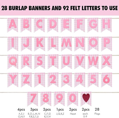 Custom Banner Kit, 28 Pink Printed Burlap Banner - Image 3