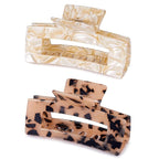 Large Tortoise Shell Claw Clip 4.1 Inch Cellulose Acetate Hair Claw, 2 Pack Banana Hair Claw Clips for Thick Curly Hair, French Design Hair Jaw Clamp Fashion Hair Accessories for Women Ladies