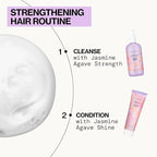 Jasmine Agave Strengthening Shampoo & Conditioner Set – Clean Vegan Shampoo & Conditioner for Weak Or Brittle Hair (Including Color-Treated), Stronger, Shinier Strands, No Silicones or Parabens