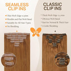 DOORES Seamless Clip-in Hair Extensions, Medium Auburn 18 Inch 130g 7pcs, Straight Natural Real Hair, Invisi Edge