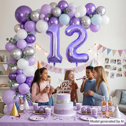 Purple Number 12 Balloon 40 Inch, Large Foil Number 12 Balloons - Image 2