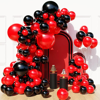 Red and Black Balloon Arch Kit，129Pcs Black and Red Balloons | 4 Sizes Latex by Myafqsj