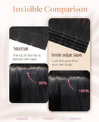 GOO GOO Invisi Edge Tape in Hair Extensions Human Hair, 1/99 Balayage Jet Black to Red, 20pcs 24inch 50g, Virgin Remy Hair, Seamless Injected Tape, Natural Look