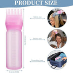 Pimoys Root Comb Applicator Bottle 6 Ounce, Oil Applicator for Hair Dye, Hair Oiling Bottle Brush with Graduated Scale, Pink