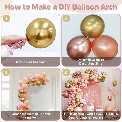 Pink and Gold Balloon Garland Arch Kit - Image 3