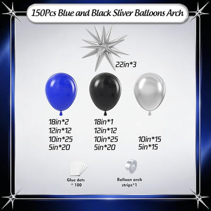 Royal Blue and Black Balloons Arch Garland Kit - Image 2