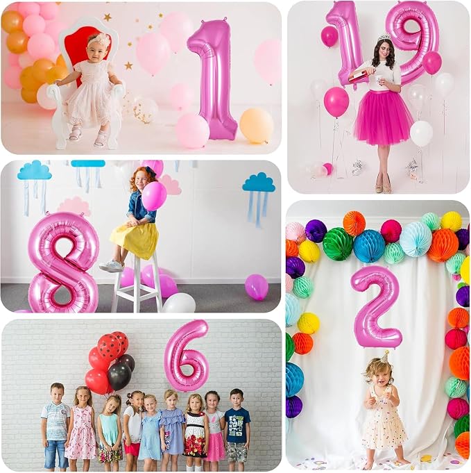 Pink Number Balloons, Large Hot pink Number 6 Balloon 40 Inch Pink 6 Balloon - Image 4