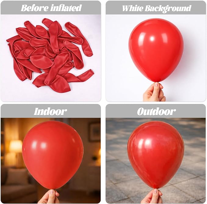 Voircoloria 130pcs Red Balloons Garland Arch Kit, 18 12 10 5 Inch | - Image 3