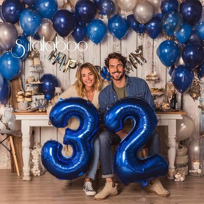 40 Inch Navy Blue Big Number 32 Balloon 0-9 Large Helium | Royal Blue 32nd - Image 3