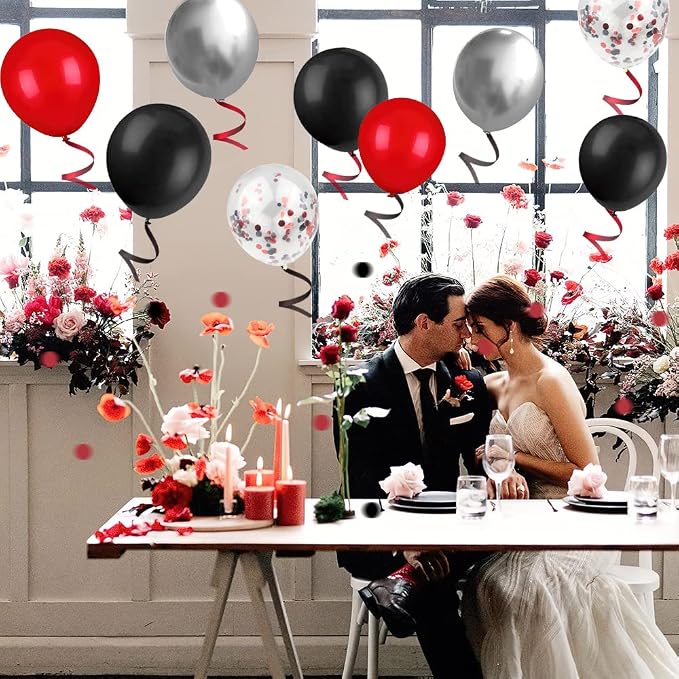 balloons- 50 red and black balloons, 12inch - Image 4