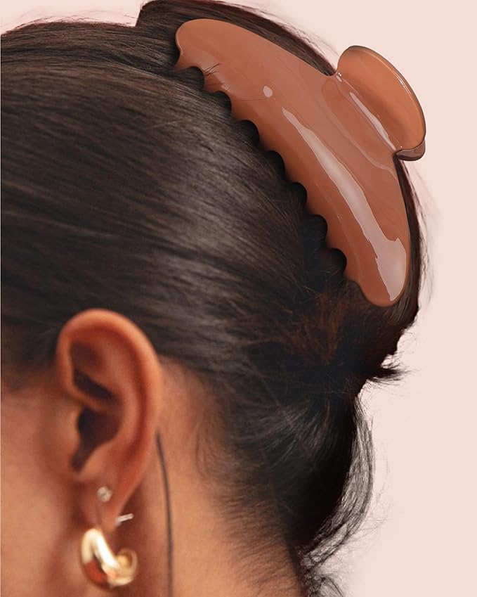 HAIMEIKANG Large Acetate 4 Inch Hair Claw Clip for Women - French Style Hair Claws for Thick Hair with Non-Slip Teeth, Hair Accessories for Updos, Buns & Ponytails