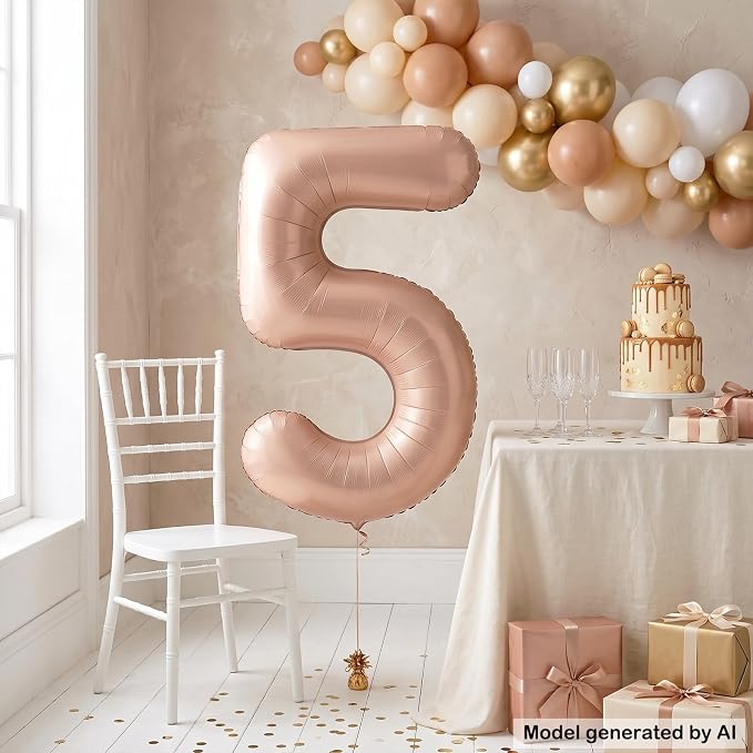40 Inch Caramel Foil Number 5 Balloon - Image 3