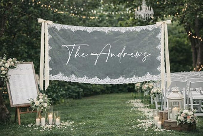 Personalized Sheer Wedding Banner - Image 2