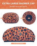 Auban Shower Cap, Shower Cap for Women Terry Cloth Lined EVA Exterior Reusable Double Layer Waterproof, Large Bath Hair Cap for All Hair Lengths, Hotel Travel Essentials Accessories Deep Conditioning