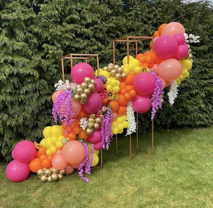 HILAVO Pink Orange Yellow Balloons, 12 Inch Hot Pink Orange Yellow and Gold - Image 5