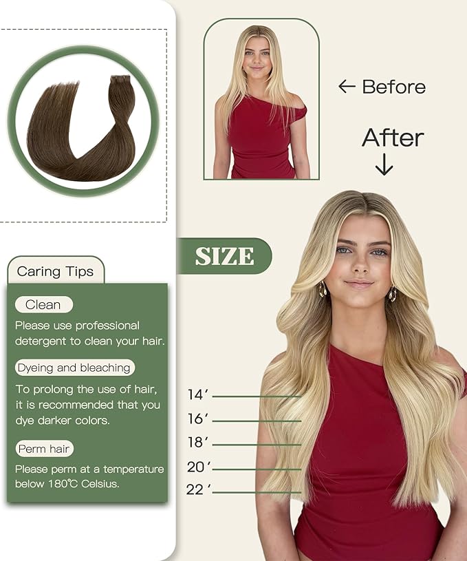 SURNEL Injected Seamless Tape in Hair Extensions 22 Inch #4 Chocolate Brown Invisible Tape in Extensions 20 Pcs 50g(#4,22)