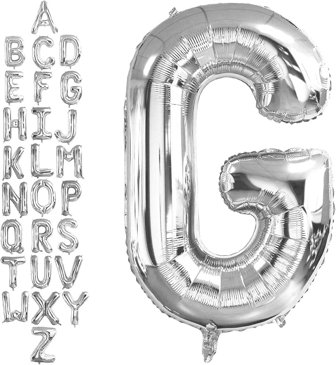 40 Inch Silver Letter G Balloons, DIY Phrase Foil Alphabet Letter G Balloons by LHOAVWE