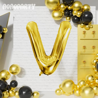 Letter Balloons Gold 40 Inch V Large Giant Big Foil Mylar Balloon | - Image 4