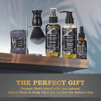 Fathers Bath and Body Gift Set, Birthday Gifts for Men Basket Spa Gift Set for Him Beard Shaving Kit Men's Beard Kit Brush Face Care Perfume Spa Kit, Beard Brush Rack, Christmas Gifts for Dad son Man