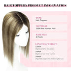 Hair Toppers for Women Real Human Hair, Natural Black Ombre Dark Brown Mix Blonde Topper Add Volume 12inch Hair Pieces for Women with Thinning 55g 6x7inch Base (#1B/4/27Toppers-12inch)
