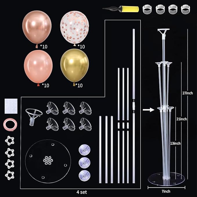 Rose Gold Balloons Table Centerpieces Stand Kit - Image 3