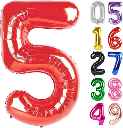 Red Number 5 Balloon 40 Inch, 5th Birthday Party Decorations Men Women | Foil by IWERP