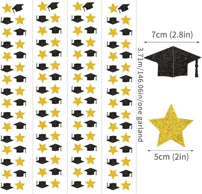 Black-Gold Graduation-2026 Class Party-Decorations Garland - Image 3