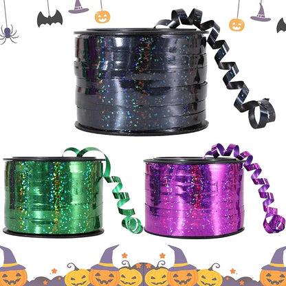 BEISHIDA 3 Pack 100 Yards Black Green Purple Halloween Curling Ribbon Balloon by Beishida