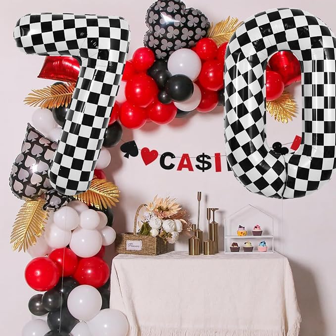 TONIFUL 40 Inch Large Checkered Number 7 Balloon 7th Birthday Decorations | 7th - Image 5