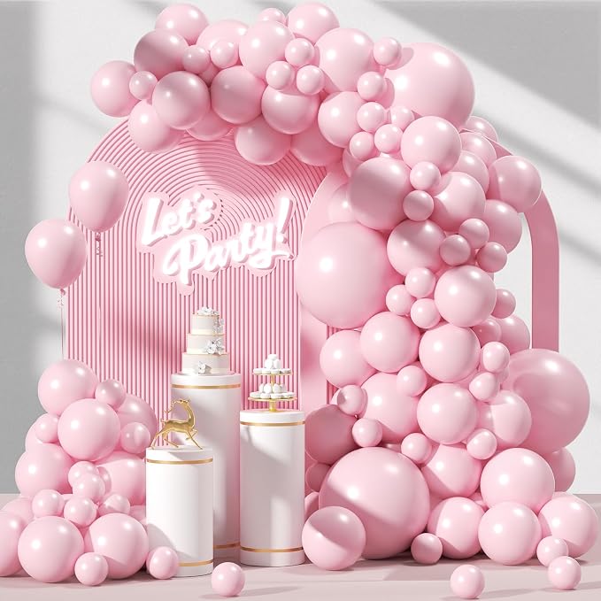 Awenztech 122pcs Light Pink Balloon Arch Kit, 18 12 10 5 inch Pastel Pink Latex by Awenztech