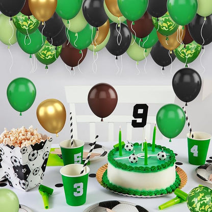 Green and Brown Balloons, 12 Inch Camo Balloons Brown, Sage Green and Metallic - Image 3