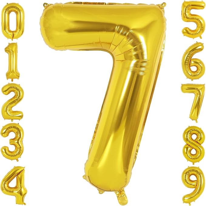 40 Inch Gold Number 7 Foil Balloon by TNCDJKPA