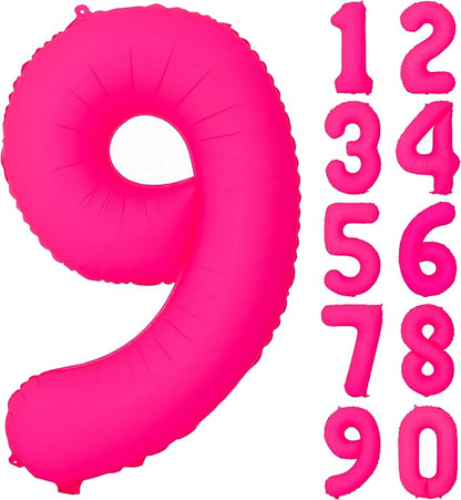 40IN Fluorescent Pink Number 9 Balloons Glow In The Dark Pink Balloon | by YOIOZAIZAI