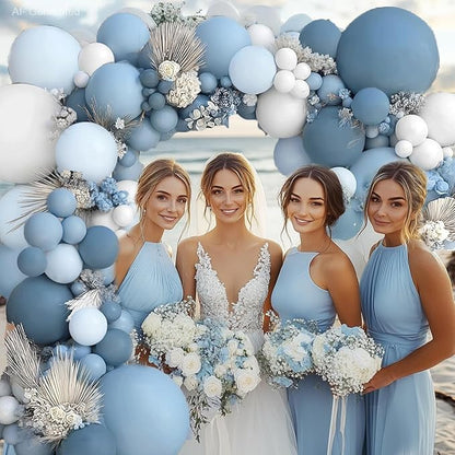 Dusty Blue White Balloons Arch Kit Double Stuffed, Party Decor | Slate - Image 8